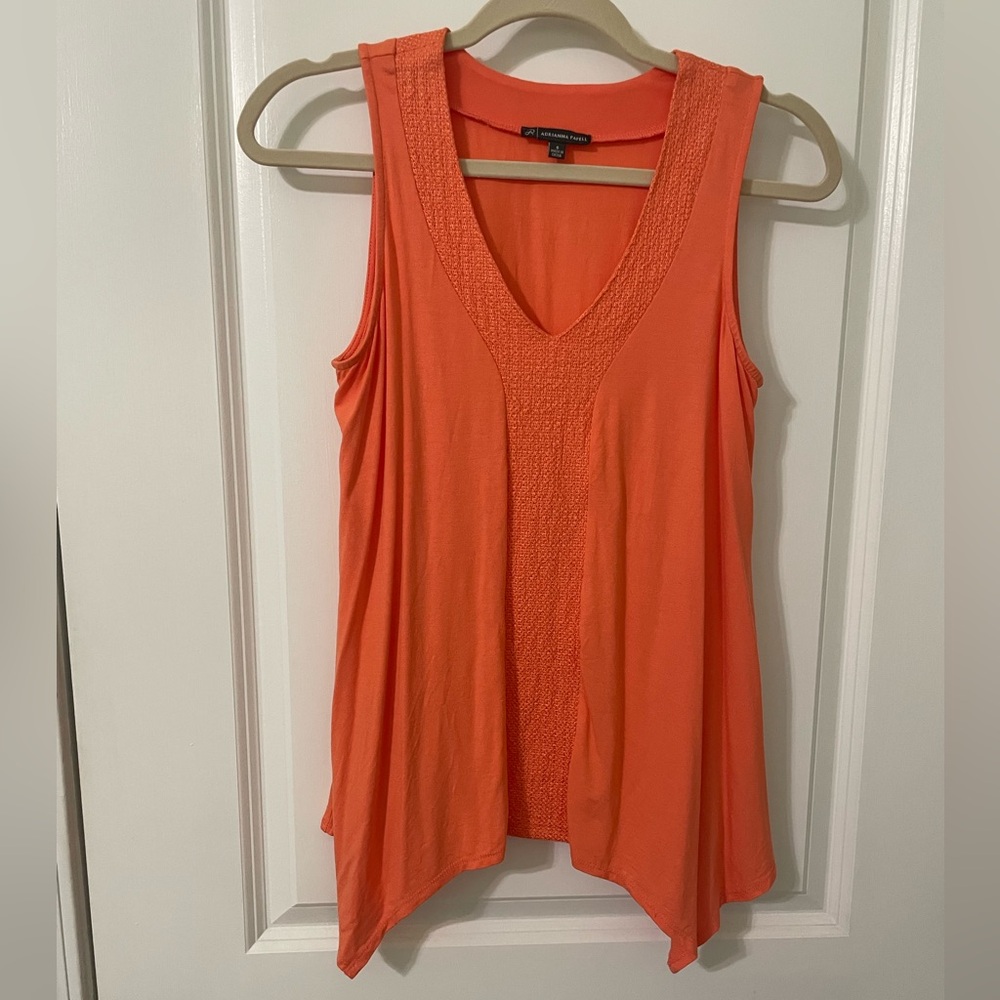 Adrianna Papell Asymmetrical Orange Tank Top